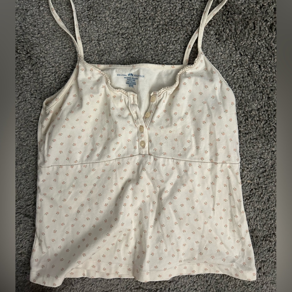 Brandy Melville Ivory Floral Blouse